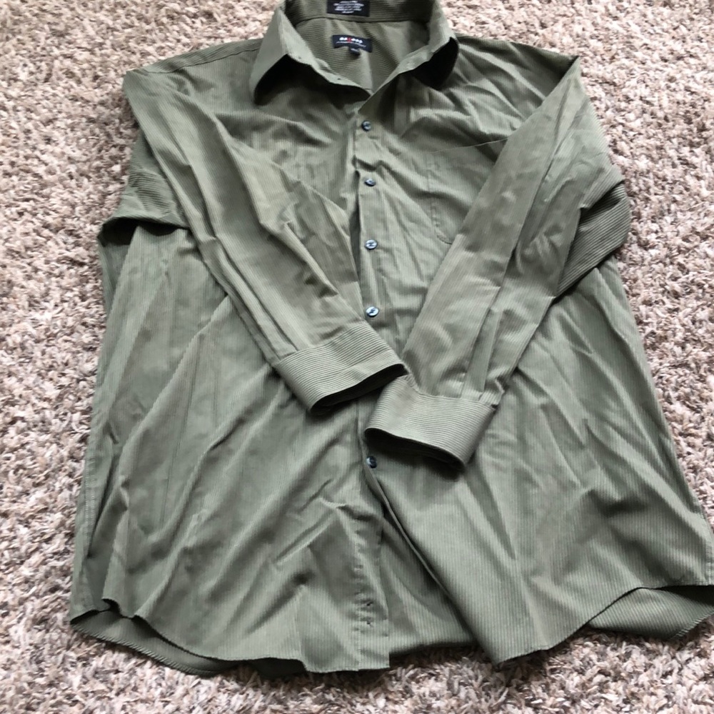 Olive green strip dress shirt